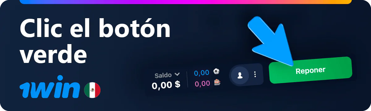 Haga clic en el botón verde del menú de 1win