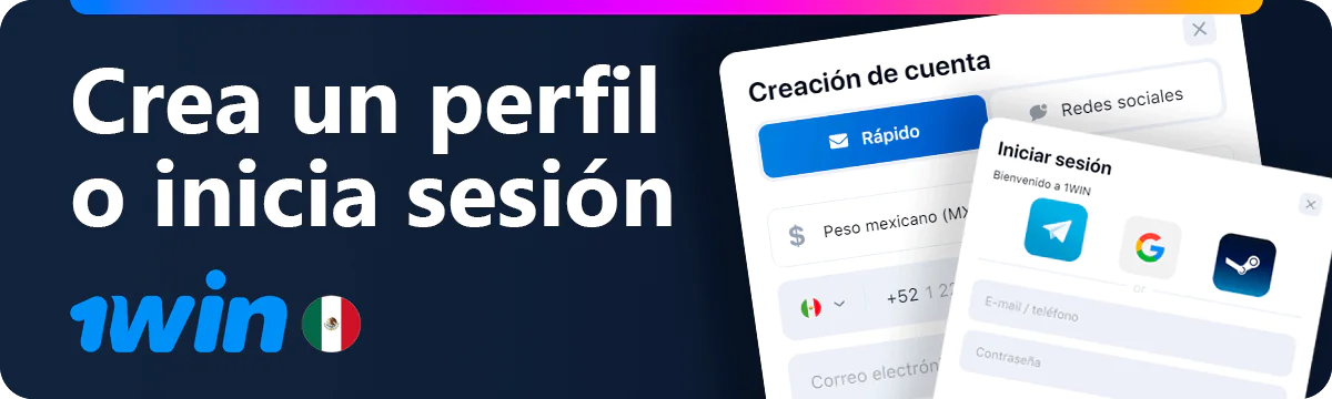 Cree o inicie sesión en su perfil 1win