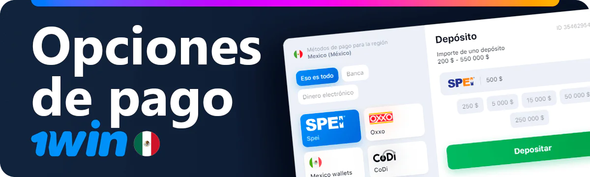 Pagos en 1win para jugadores mexicanos