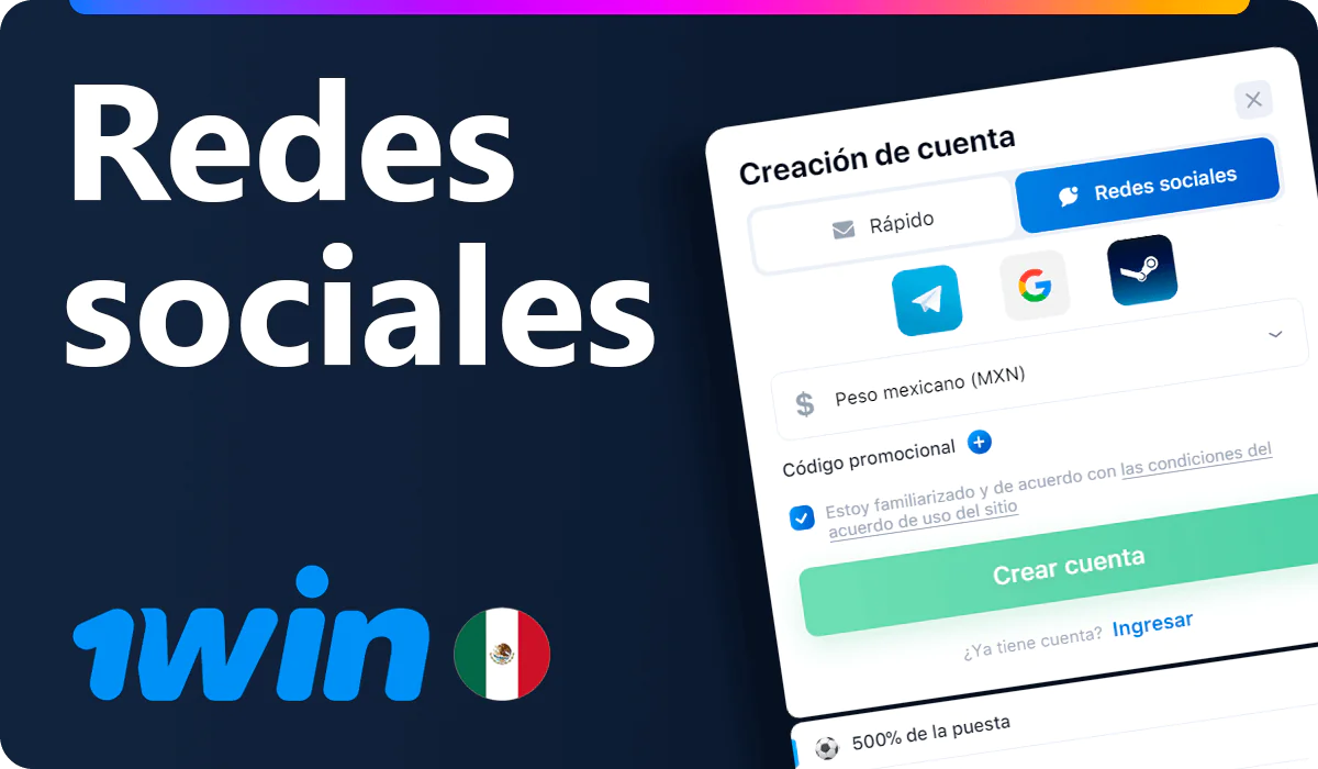 Regístrese en 1win a través de las redes sociales