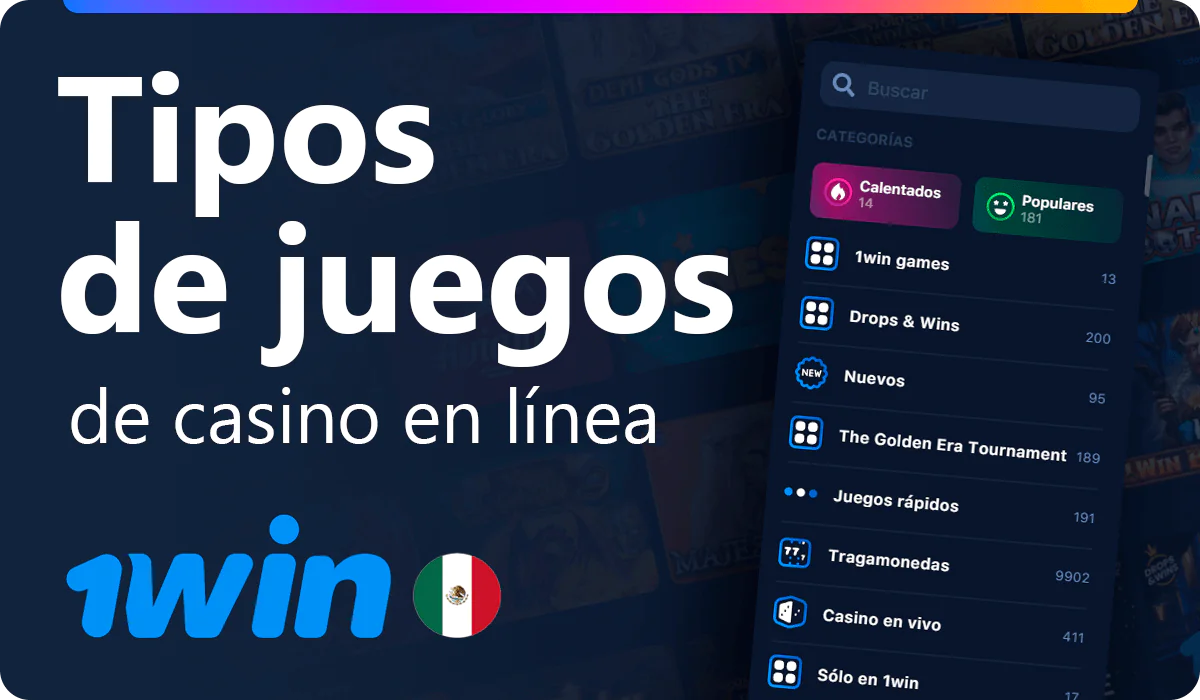 Tipos de juegos casino en línea 1win